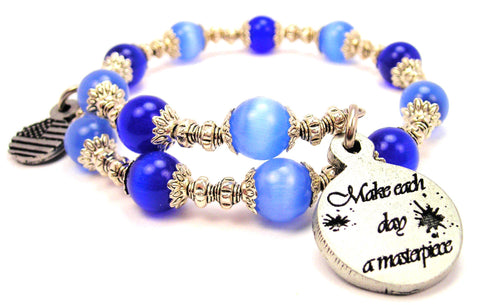 Make Each Day A Masterpiece Cat's Eye Beaded Wrap Bracelet