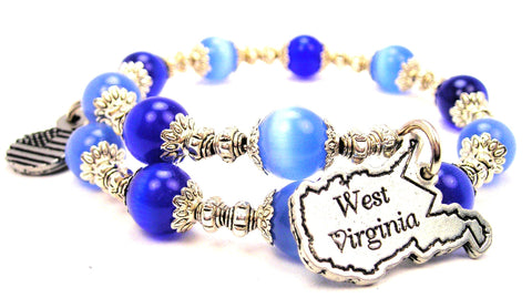 West Virginia Cat's Eye Beaded Wrap Bracelet