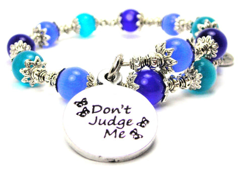 Don't Judge Me Circle Cat's Eye Beaded Wrap Bracelet