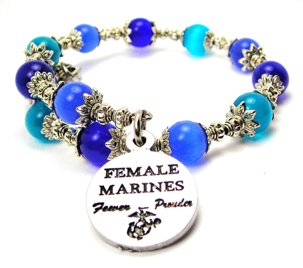 Female Marines Fewer Prouder Cat's Eye Beaded Wrap Bracelet