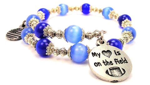 My Heart Is On The Field Cat's Eye Beaded Wrap Bracelet