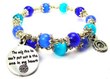 The Only Fire He Cant Put Out Is In My Heart Cat's Eye Beaded Wrap Bracelet