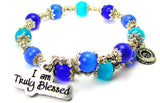 I Am Truly Blessed Cat's Eye Beaded Wrap Bracelet