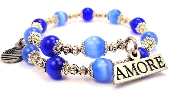 Amore Cat's Eye Beaded Wrap Bracelet