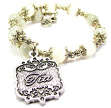 Tia Victorian Scroll Cat's Eye Beaded Wrap Bracelet