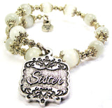 Sister Victorian Scroll Cat's Eye Beaded Wrap Bracelet