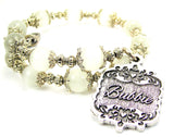 Bubbie Vintage Scroll Cat's Eye Beaded Wrap Bracelet