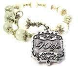 Wife Victorian Scroll Cat's Eye Beaded Wrap Bracelet