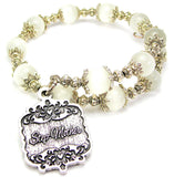 Step-Mother Victorian Scroll Cat's Eye Beaded Wrap Bracelet