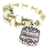 Mother-In-Law Victorian Scroll Cat's Eye Beaded Wrap Bracelet