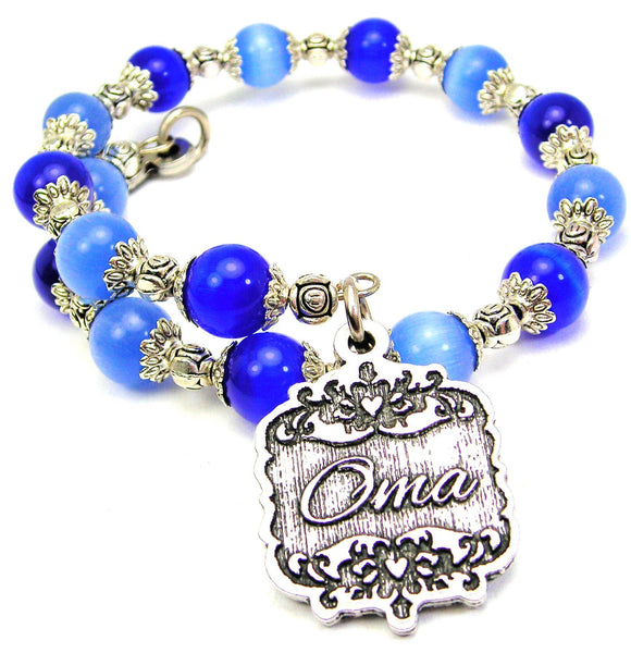 Oma Victorian Scroll Cat's Eye Beaded Wrap Bracelet