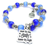 Mom By Day Gamer By Night Cat's Eye Beaded Wrap Bracelet