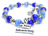 Go Away I'm Introverting Cat's Eye Beaded Wrap Bracelet