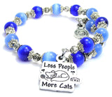 Less People More Cats Cat's Eye Beaded Wrap Bracelet