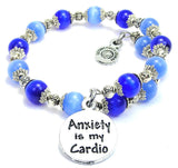 Anxiety Is My Cardio Cat's Eye Beaded Wrap Bracelet