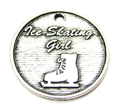 Ice Skating Girl Genuine American Pewter Charm