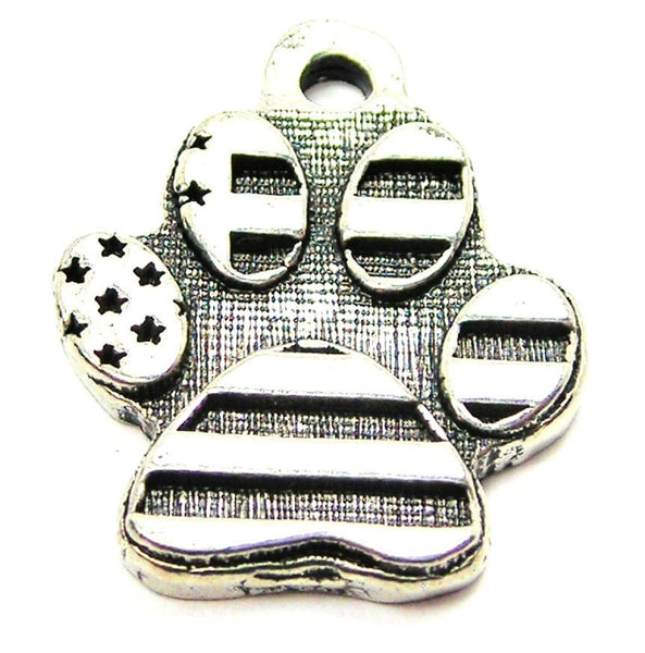 American Flag Paw Print Genuine American Pewter Charm