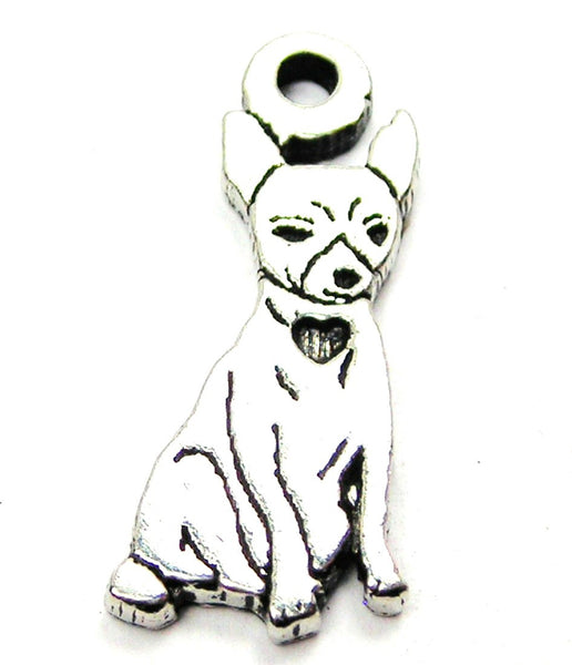 Sitting Chihuahua Genuine American Pewter Charm