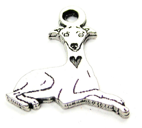 Sitting Greyhound Genuine American Pewter Charm