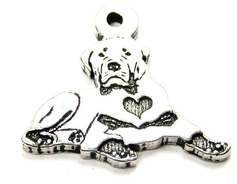 Sitting Rottweiler Genuine American Pewter Charm