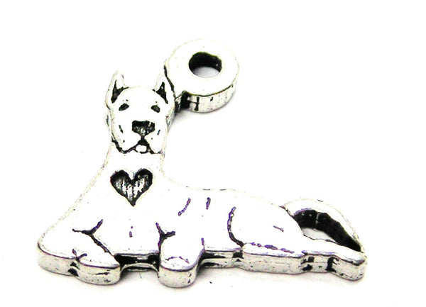 Sitting Great Dane Genuine American Pewter Charm