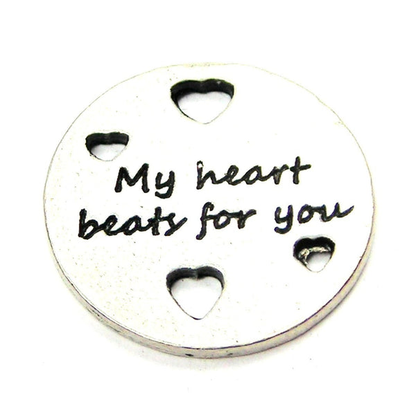 My Heart Beats For You With Hearts Genuine American Pewter Charm