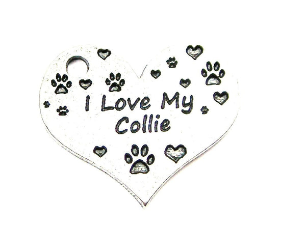 I Love My Collie Heart Genuine American Pewter Charm