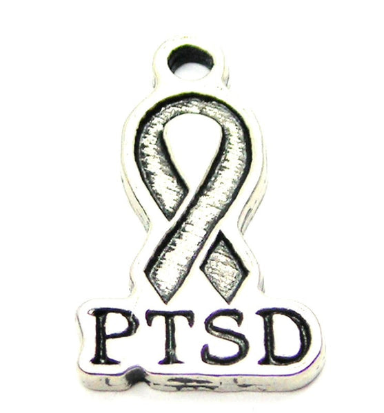 PTSD Awareness Ribbon Genuine American Pewter Charm