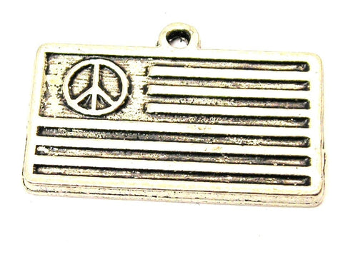 Peace Sign American Flag Genuine American Pewter Charm