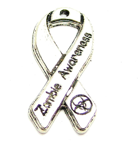 Zombie Awareness Ribbon Genuine American Pewter Charm