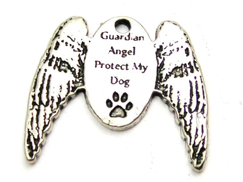 Guardian Angel Protect My Dog Genuine American Pewter Charm