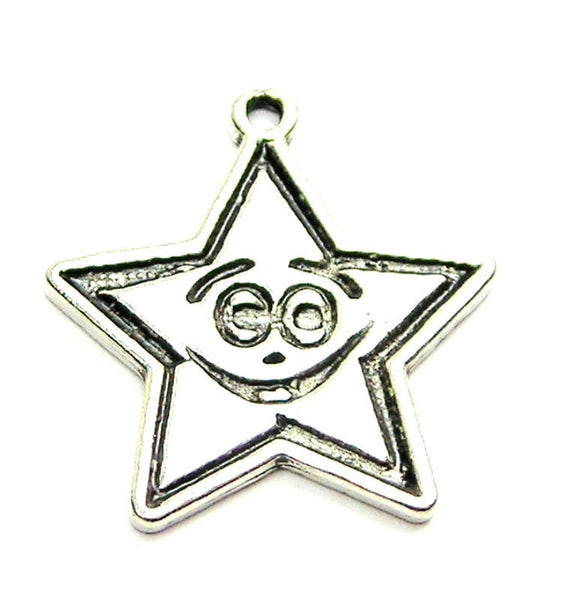 Happy Face On A Star Genuine American Pewter Charm