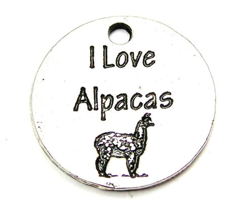 I Love Alpacas Circle Genuine American Pewter Charm