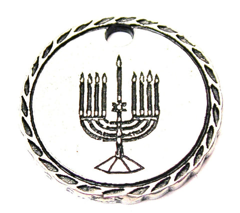 Menorah Circle Genuine American Pewter Charm