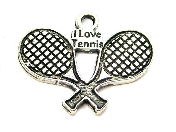 I Love Tennis With Crossed Racquets Genuine American Pewter Charm