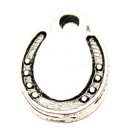 Engraved Horseshoe Genuine American Pewter Charm