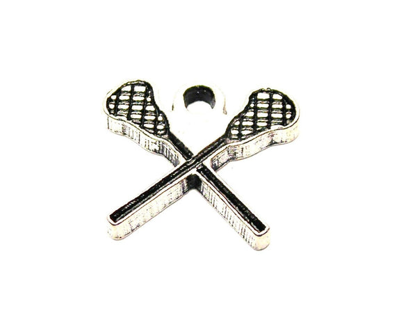 Crossed Lacrosse Sticks Genuine American Pewter Charm