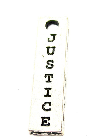 Justice Long Tab Genuine American Pewter Charm