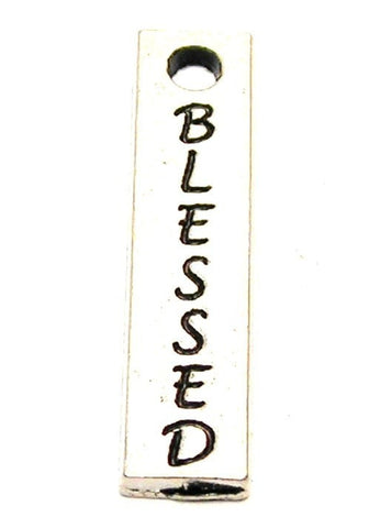 Blessed Long Tab Genuine American Pewter Charm