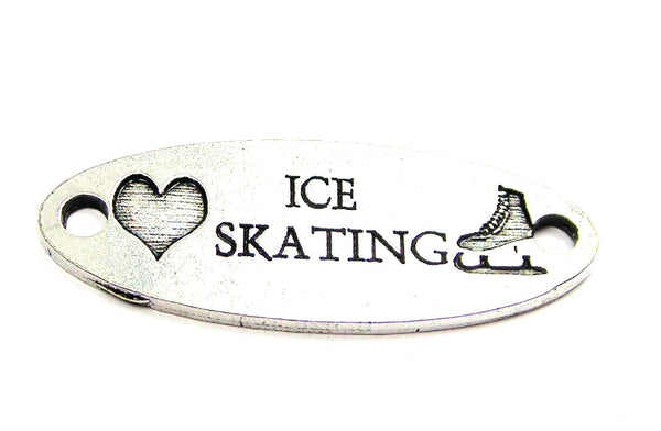 Love Ice Skating - 2 Hole Connector Genuine American Pewter Charm