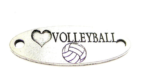 Love Volleyball - 2 Hole Connector Genuine American Pewter Charm