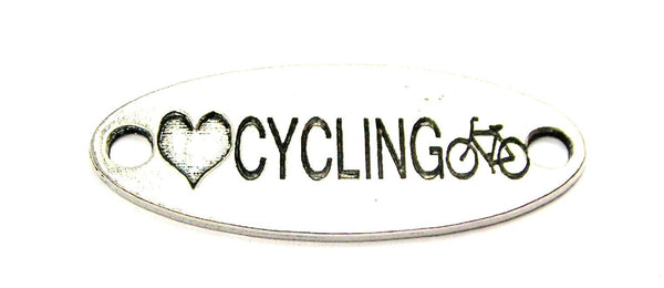 Love Cycling - 2 Hole Connector Genuine American Pewter Charm