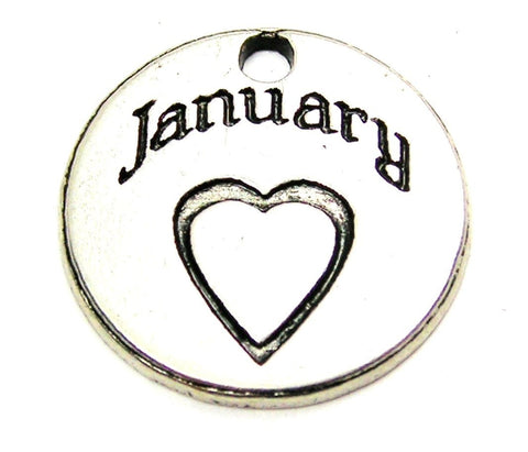 January Circle Genuine American Pewter Charm