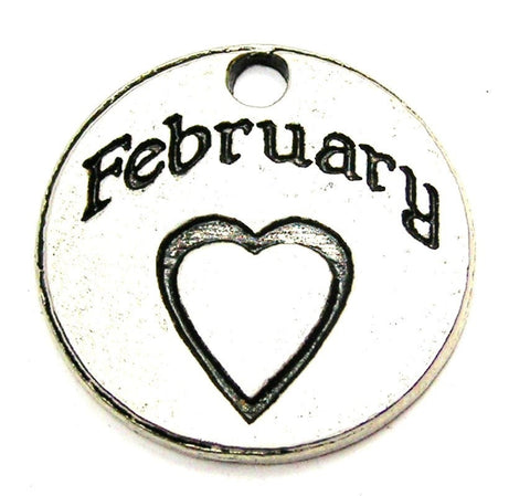 February Circle Genuine American Pewter Charm