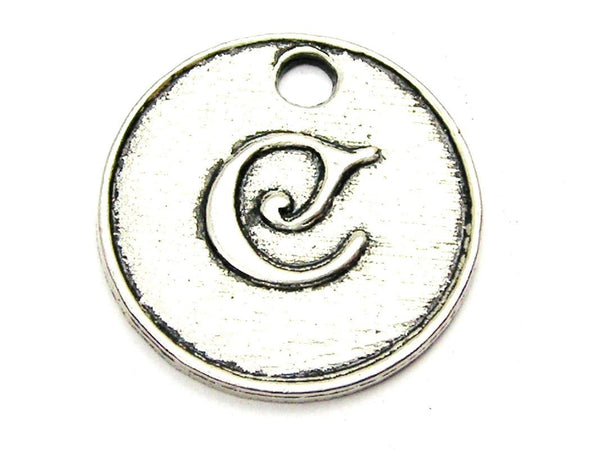 Initial C Circle Genuine American Pewter Charm