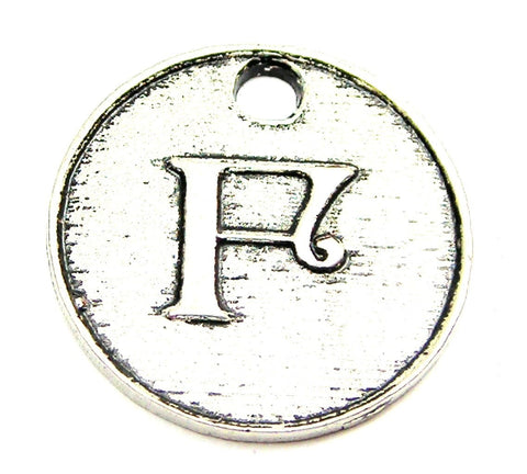 Initial F Circle Genuine American Pewter Charm