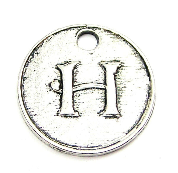 Initial H Circle Genuine American Pewter Charm