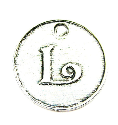 Initial L Circle Genuine American Pewter Charm