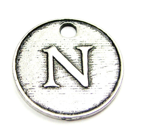 Initial N Circle Genuine American Pewter Charm