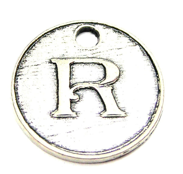 Initial R Circle Genuine American Pewter Charm